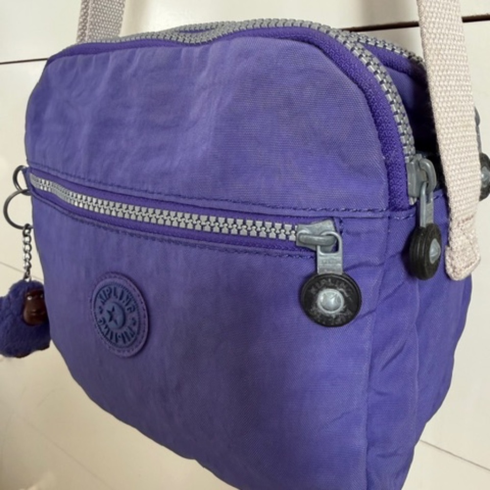 Kipling Purple 3 Compartments Small Crossbody Bag With Adjustable Strap